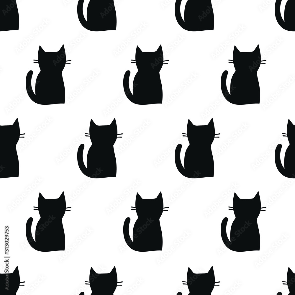 Foto  seamless pattern, cat art background design for fabric scarf and decor