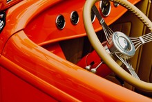 Orange Classic Car Interior Roadster 