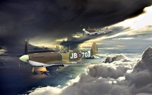 3d Rendering Of Two World War Two Airplanes Flying Together In The Clouds