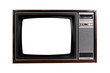 © EcoSpace - Close up vintage TV technology style, Classic Vintage Retro Style old television with cut out screen on isolated white background