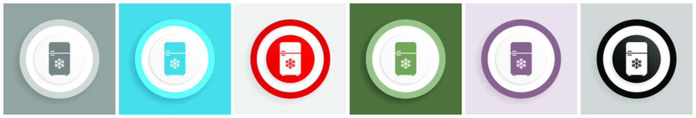 Aufkleber - Refrigerator icon, fridge, cooler vector illustrations in 6 colors options for web design and mobile applications in eps 10