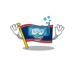 Poster - cartoon character of flag belize wearing Diving glasses