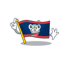 Sticker - One Finger flag belize in mascot cartoon character style