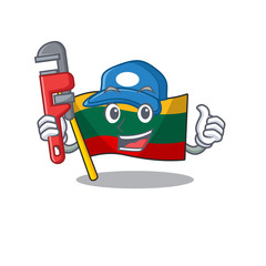 Sticker - Cool Plumber flag lithuania on mascot picture style