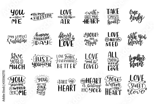 Set of hand drawn love quotes Poster Mural XXL