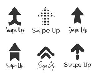 Poster - swipe up, set of buttons for social media. arrows, buttons and web icons for advertising and marketi