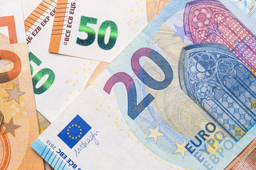 Euro money closeup isolated background.