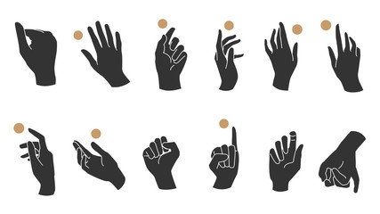 Wall Mural - hand linear style icon, hands and fingers vector design in various poses for create logo and line ar
