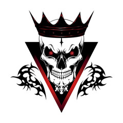 Sticker - Skull in the crown with luminous eyes. Vector image on a white background.