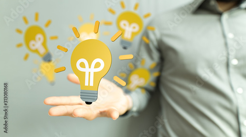 Cuadros en Lienzo Bright idea in hand concept design art.