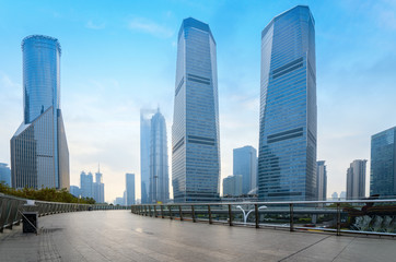 Wall Mural - Empty square and skyscraper in Shanghai financial center, China