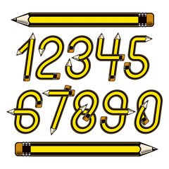 Poster - School theme, pencils design numbers, best for use in logotype design for drawing art class.