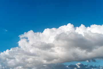 Blue sky with white clouds, beautiful cloudscape background.