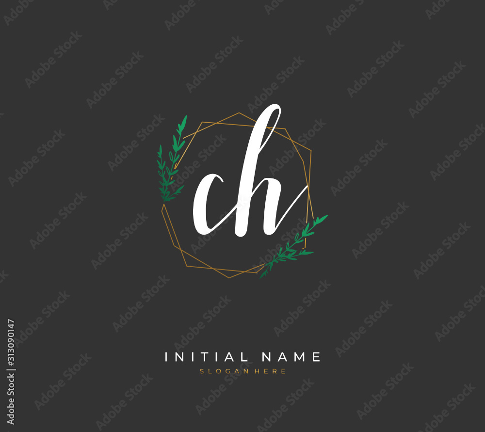 Handwritten letter C H CH for identity and logo. Vector logo template ...