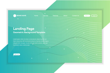 Poster - Landing Page Templates for Finance, Investment, Accounting, Growth Economics, Technology, Business, and Marketing. green color, geometric line