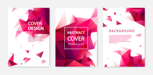 Wall Mural - vector abstract business brochure cover template, facet modern geometric background with red triangl