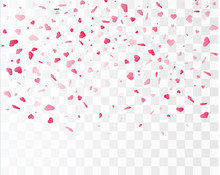 Heart Confetti Falling Down Isolated. Valentines Day Concept. Heart Shapes Vector Illustration