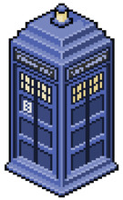 Pixel Art English Phone Booth Doctor Who Game 8bit
