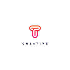 Wall Mural - creative logo letter T with a gradient color