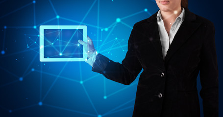 Poster - Formal hand in a dark space with virtual connection network concept