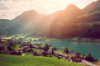 Swiss Lake Lungern alpine mountain scene