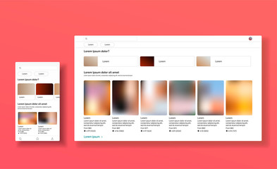 AirBnb web and mobile responsive interface. Booking listing app template. Rent appartment marketplace. Real estate. Rent travel house online. Vector illustration.