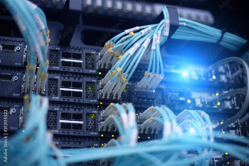 Telecommunication optical rack in the data center Stock Photo | Adobe Stock