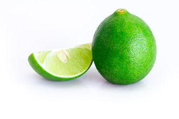 Wall Mural - Fresh lime on white background isolated image