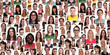 © Markus Mainka - Group of multiracial young smiling happy people portrait diversity banner background collage