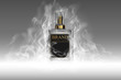 Realistic perfume bottle with smoke template