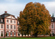 baroque castle with huge chesnut tree in front in Germany