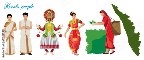 Kerala People In Traditional Dress With Map Buy This Stock Vector And Explore Similar Vectors At Adobe Stock Adobe Stock Celebrations in kerala is marked by festivals and fairs. kerala people in traditional dress with