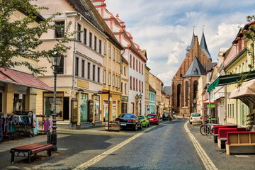 Canvas Print - delitzsch, deutschland - straße in der historischen altstadt