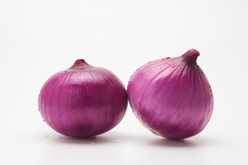 Two Red Onion on a white background