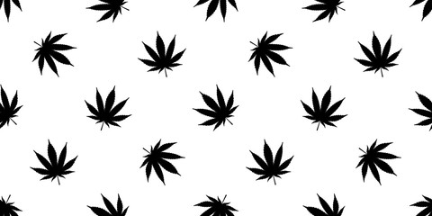 Wall Mural - Weed seamless pattern Marijuana vector cannabis leaf repeat wallpaper scarf isolated tile background illustration design