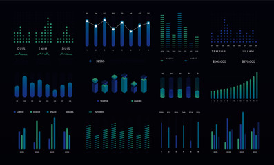 Wall Mural - Modern ui infograph statistic elements. Vector data visualization graphs and bars, charts and diagrams for presentation. Business workflow processes, creative infographic design template