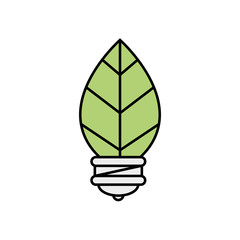 Canvas Print - saving bulb in shape leaf ecology icon