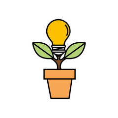 Sticker - pot plant with light bulb ecology icon