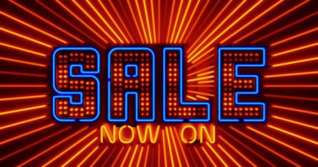 Poster - Abstract digital background for sale and clearance concept. Red neon 