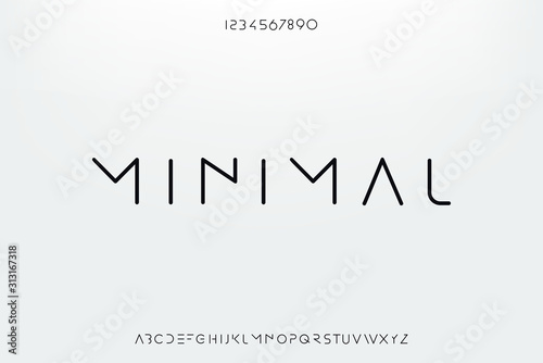 Fotografía Minimal, an Abstract technology science alphabet font