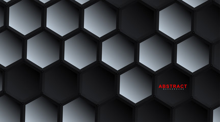 Wall Mural - abstract vector hexagonal geometry background. surface polygon pattern with hexagon shadows, honeyco