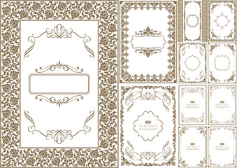 Wall Mural - set of vintage design elements. frames and borders.
