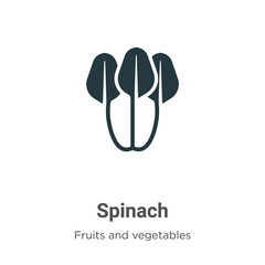 Poster - Spinach glyph icon vector on white background. Flat vector spinach icon symbol sign from modern fruits and vegetables collection for mobile concept and web apps design.