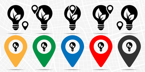 Poster - Ecological light bulb icon in location set. Simple glyph, flat illustration element of energy theme icons