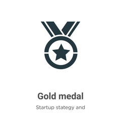 Poster - Gold medal glyph icon vector on white background. Flat vector gold medal icon symbol sign from modern startup stategy and success collection for mobile concept and web apps design.