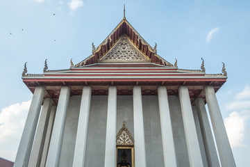 Roof of a temple in Thailand. Traditional Thai style pattern on the roof of a temple.