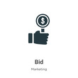Bid glyph icon vector on white background. Flat vector bid icon symbol sign from modern marketing collection for mobile concept and web apps design.