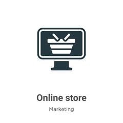 Poster - Online store glyph icon vector on white background. Flat vector online store icon symbol sign from modern marketing collection for mobile concept and web apps design.
