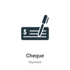 Poster - Cheque glyph icon vector on white background. Flat vector cheque icon symbol sign from modern payment collection for mobile concept and web apps design.