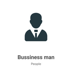 Poster - Bussiness man glyph icon vector on white background. Flat vector bussiness man icon symbol sign from modern people collection for mobile concept and web apps design.